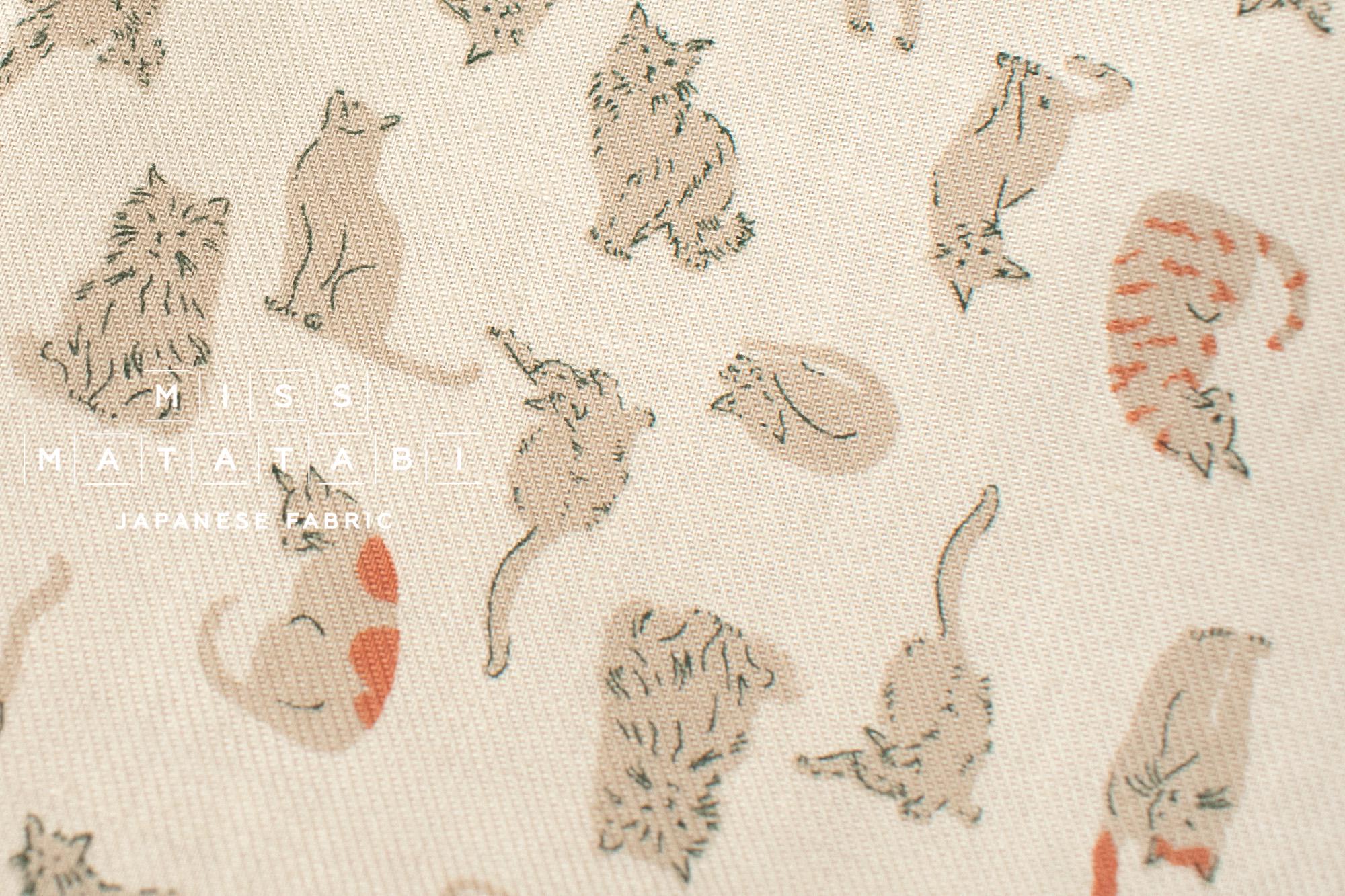 Japanese Fabric Nyan Cat Brushed Cotton - sand - 50cm