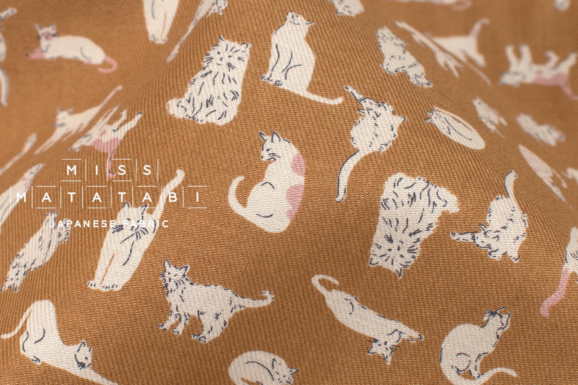 Japanese Fabric Nyan Cat Brushed Cotton - terracotta clay - 50cm