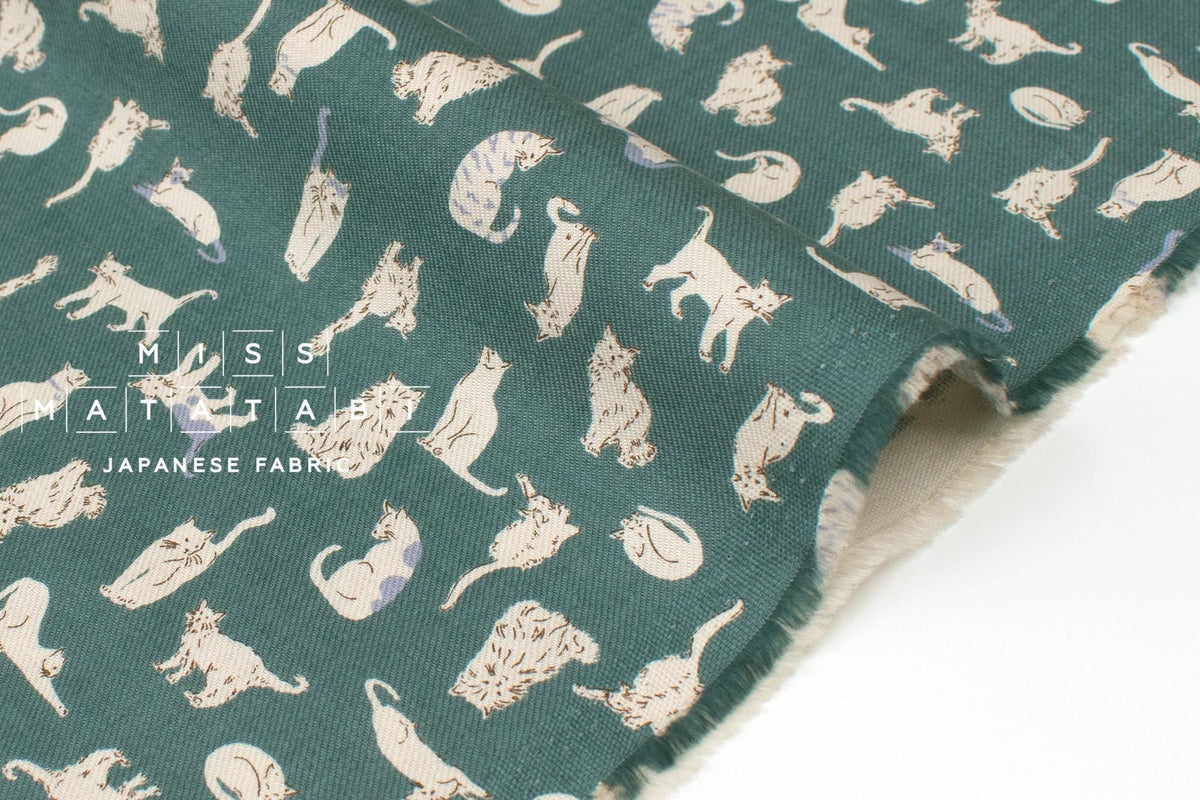 Japanese Fabric Nyan Cat Brushed Cotton - green - 50cm