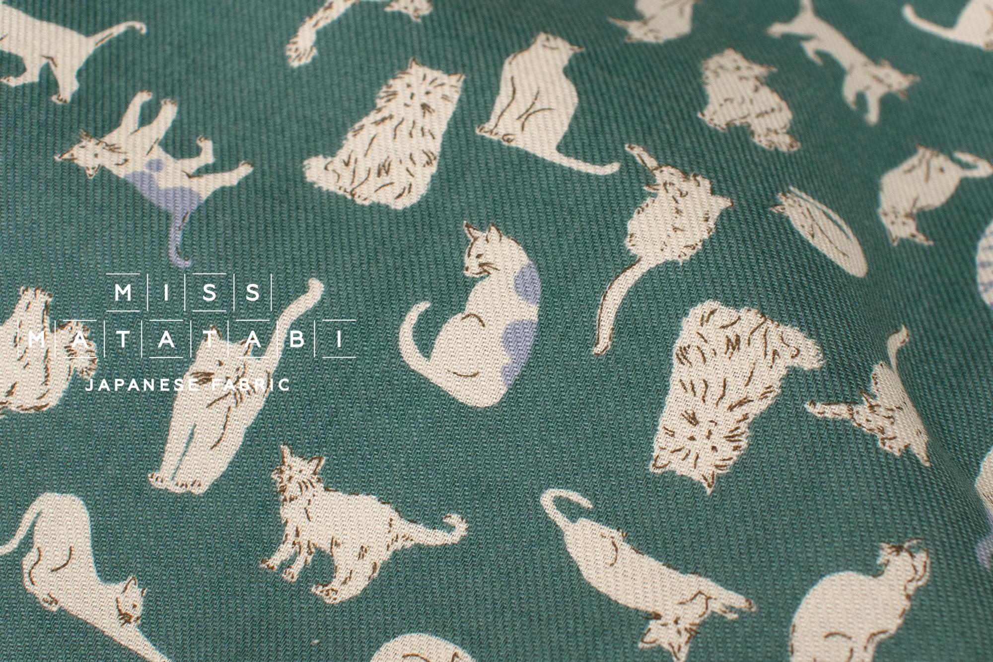 Japanese Fabric Nyan Cat Brushed Cotton - green - 50cm