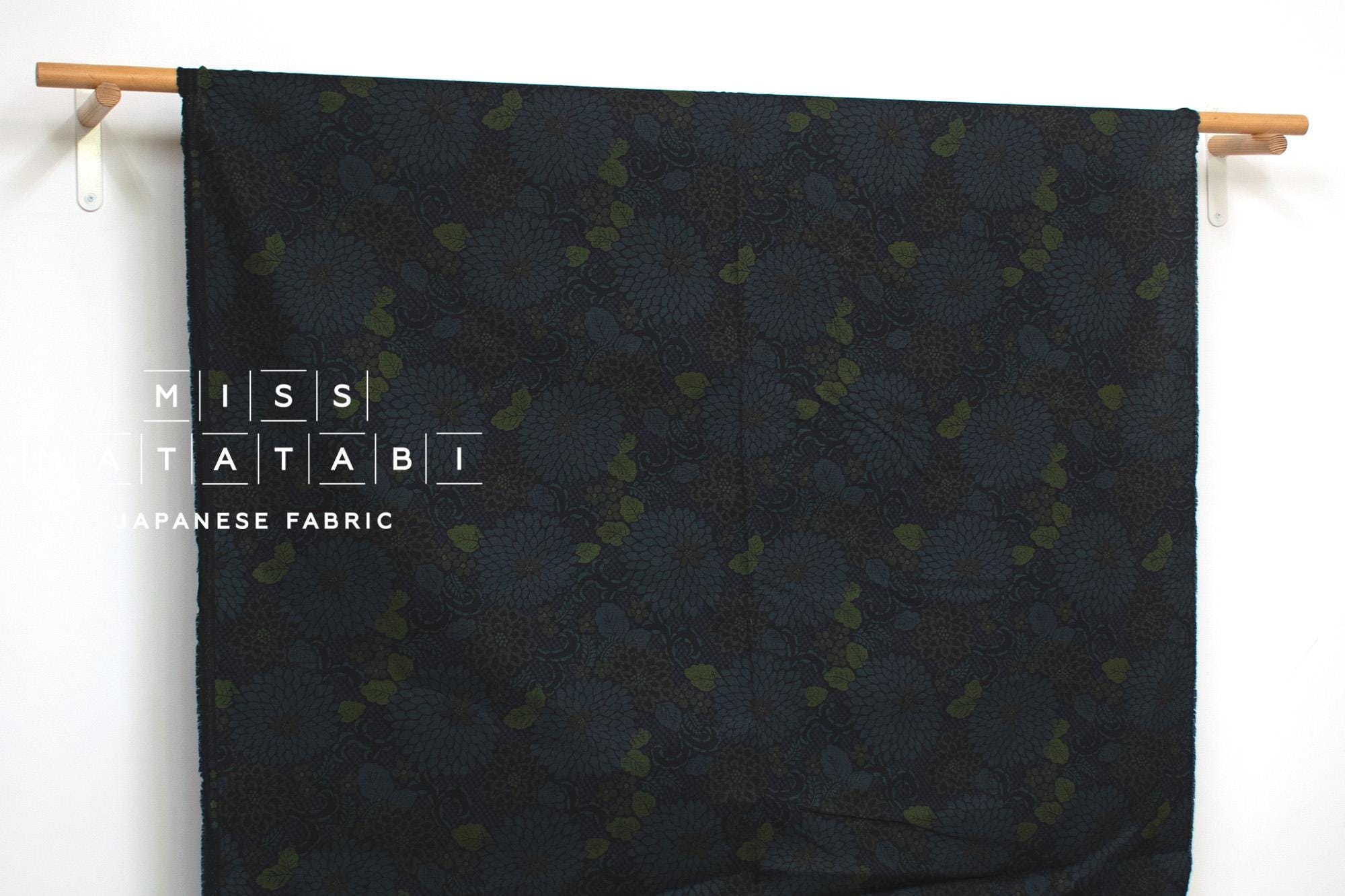 Japanese Fabric Wa Ohana - navy blue - 50cm