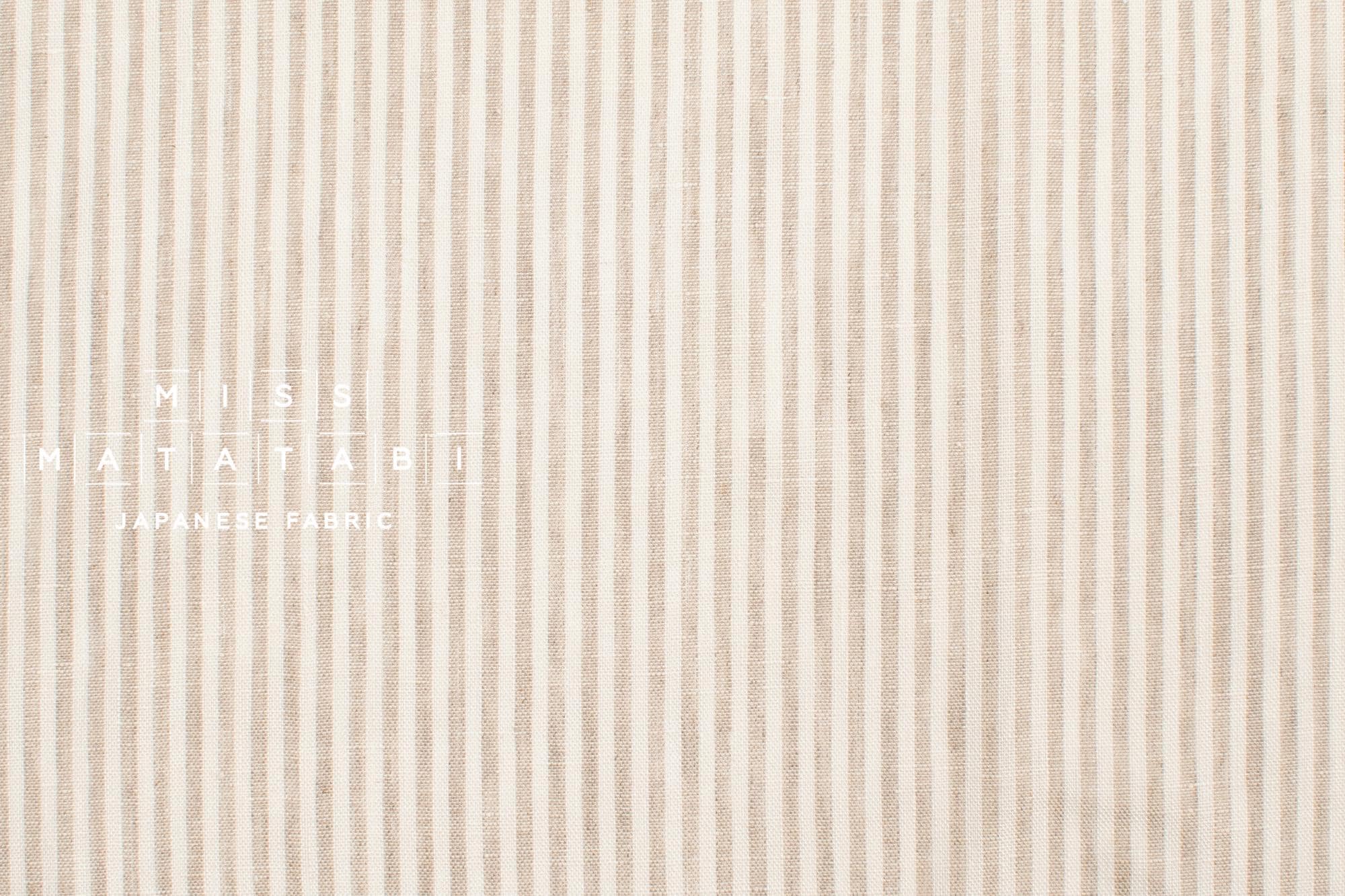DEADSTOCK Japanese Fabric Yarn-dyed 100% Linen Stripes with Red Selvedge - 50cm