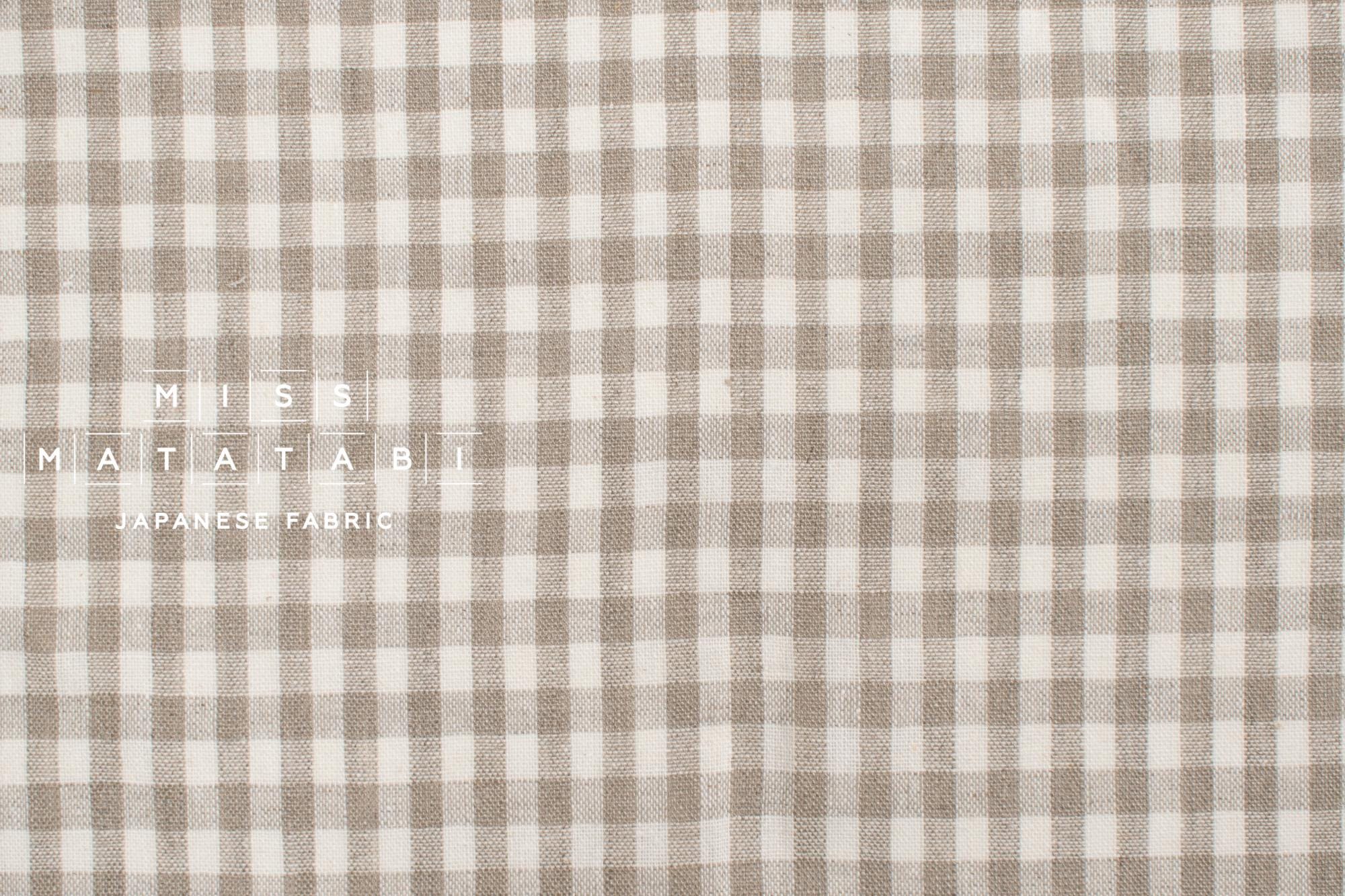 DEADSTOCK Japanese Fabric Yarn-dyed 100% Linen Small Check with Red Selvedge - 50cm