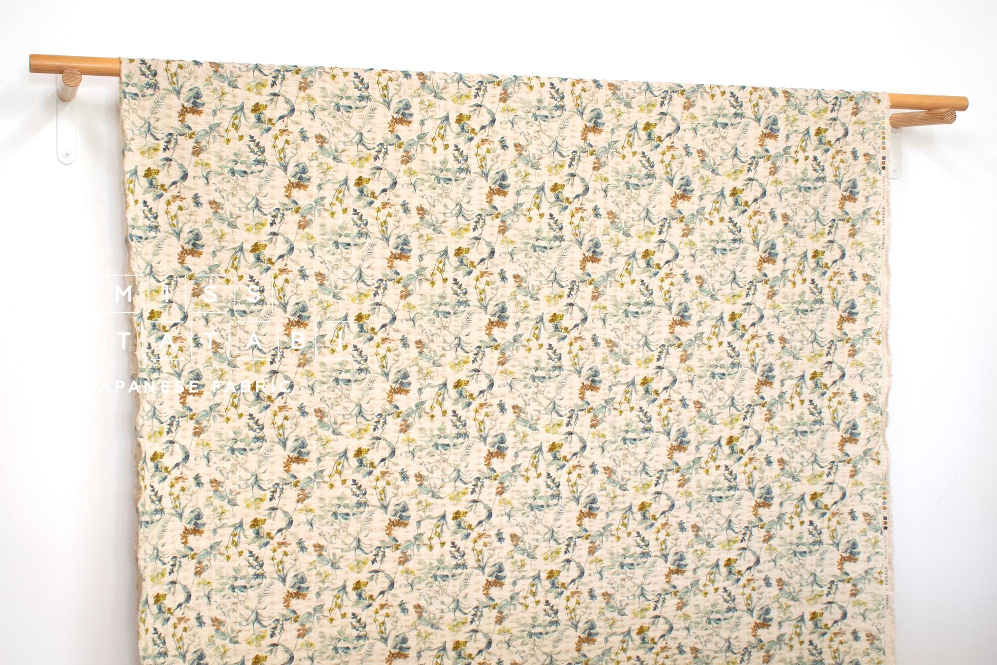 Japanese Fabric Cotton Linen Ripple Nature - green - 50cm