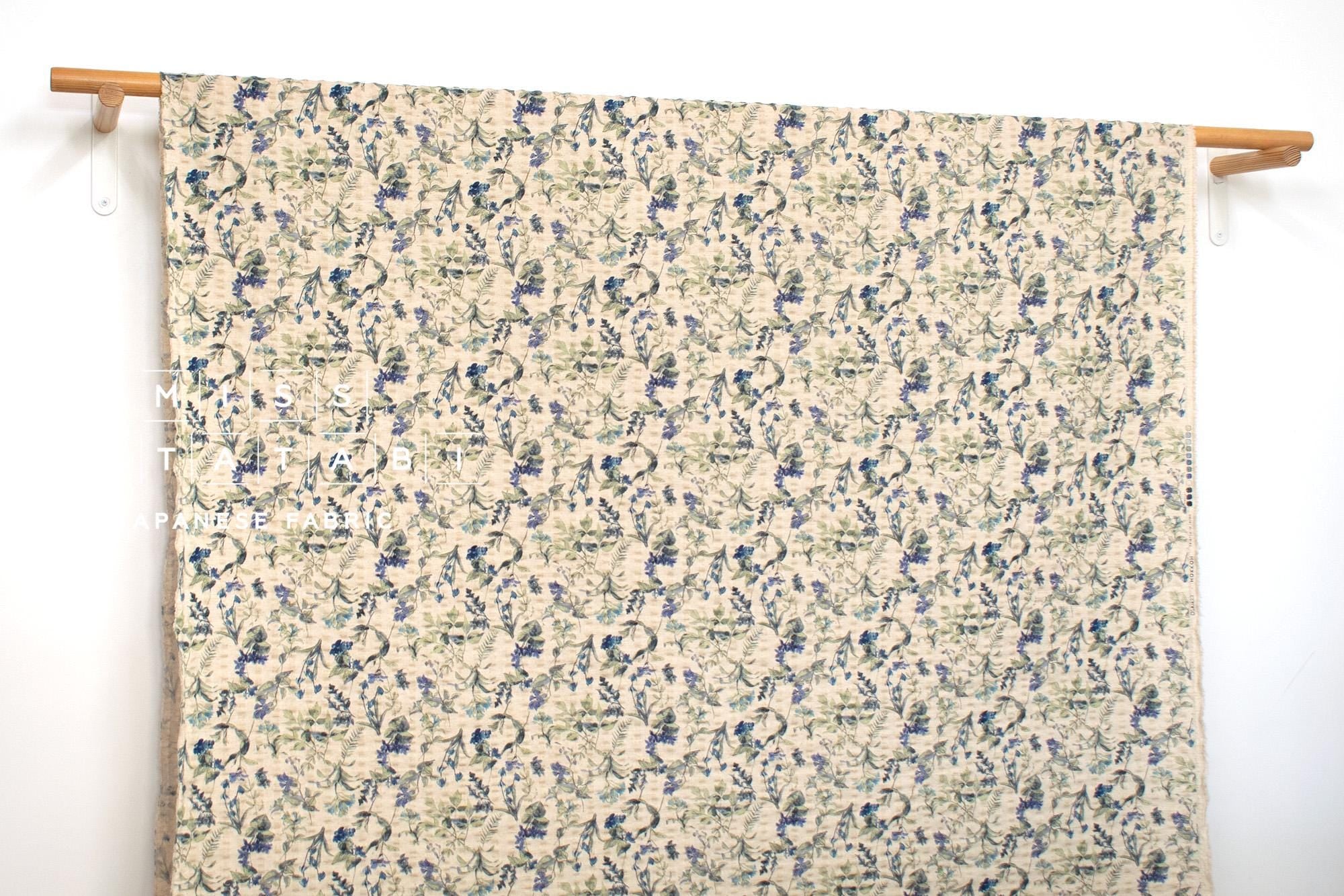 Japanese Fabric Cotton Linen Ripple Nature - blue - 50cm