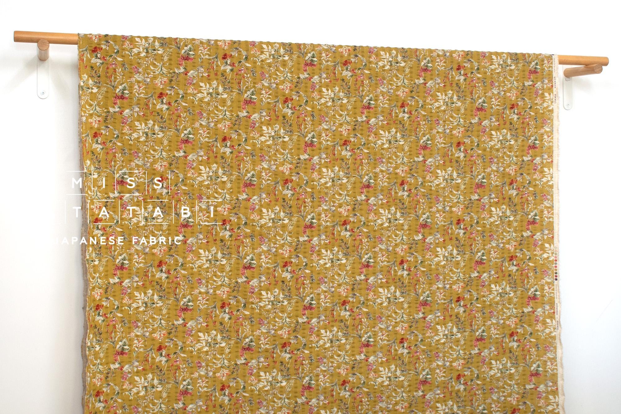 Japanese Fabric Cotton Linen Ripple Nature - pink, orange, mustard - 50cm
