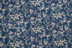 Japanese Fabric Cotton Linen Ripple Nature - blue, purple - 50cm