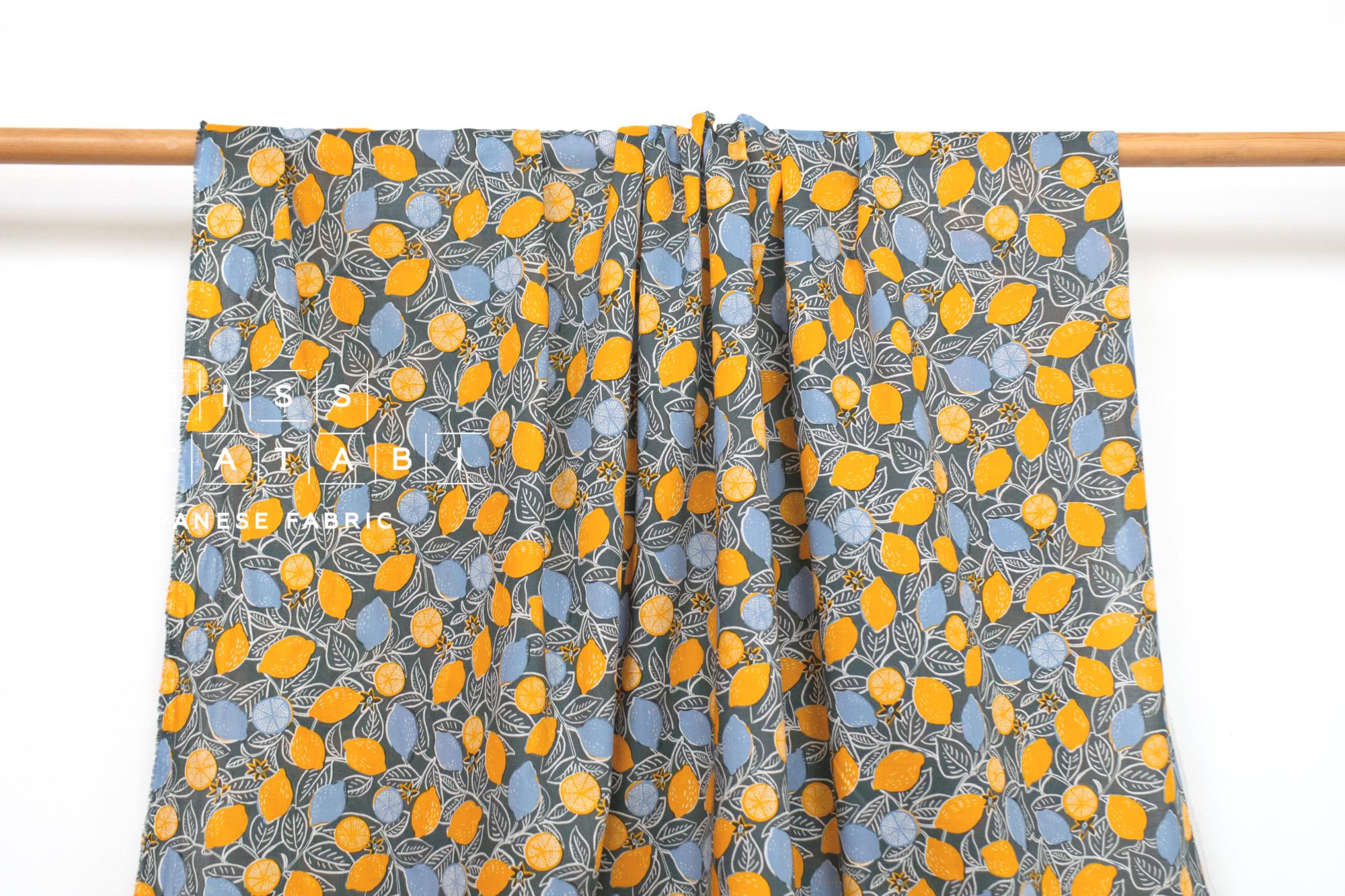 DEADSTOCK Japanese Fabric Lemons - green - 50cm