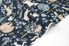 DEADSTOCK Japanese Fabric Woodland Creatures I - black - 50cm