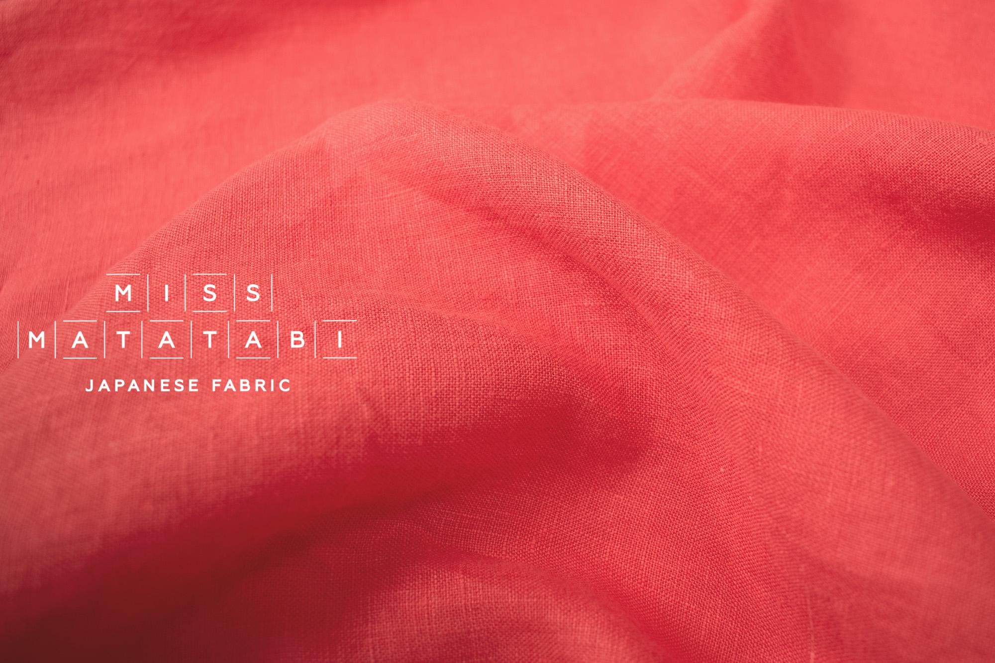 DEADSTOCK Japanese Fabric Shokunin Collection Orihimedaki Washed Linen - coral - 50cm