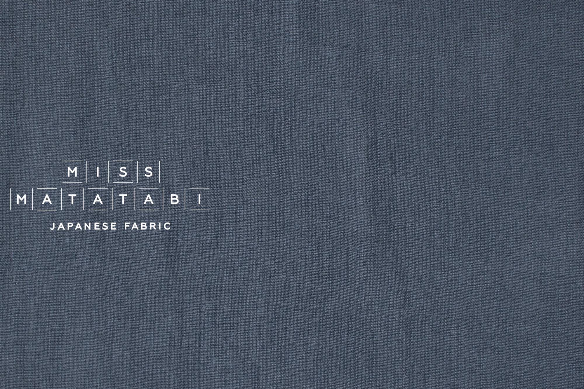 DEADSTOCK Japanese Fabric Shokunin Collection Orihimedaki Washed Linen - blue charcoal - 50cm
