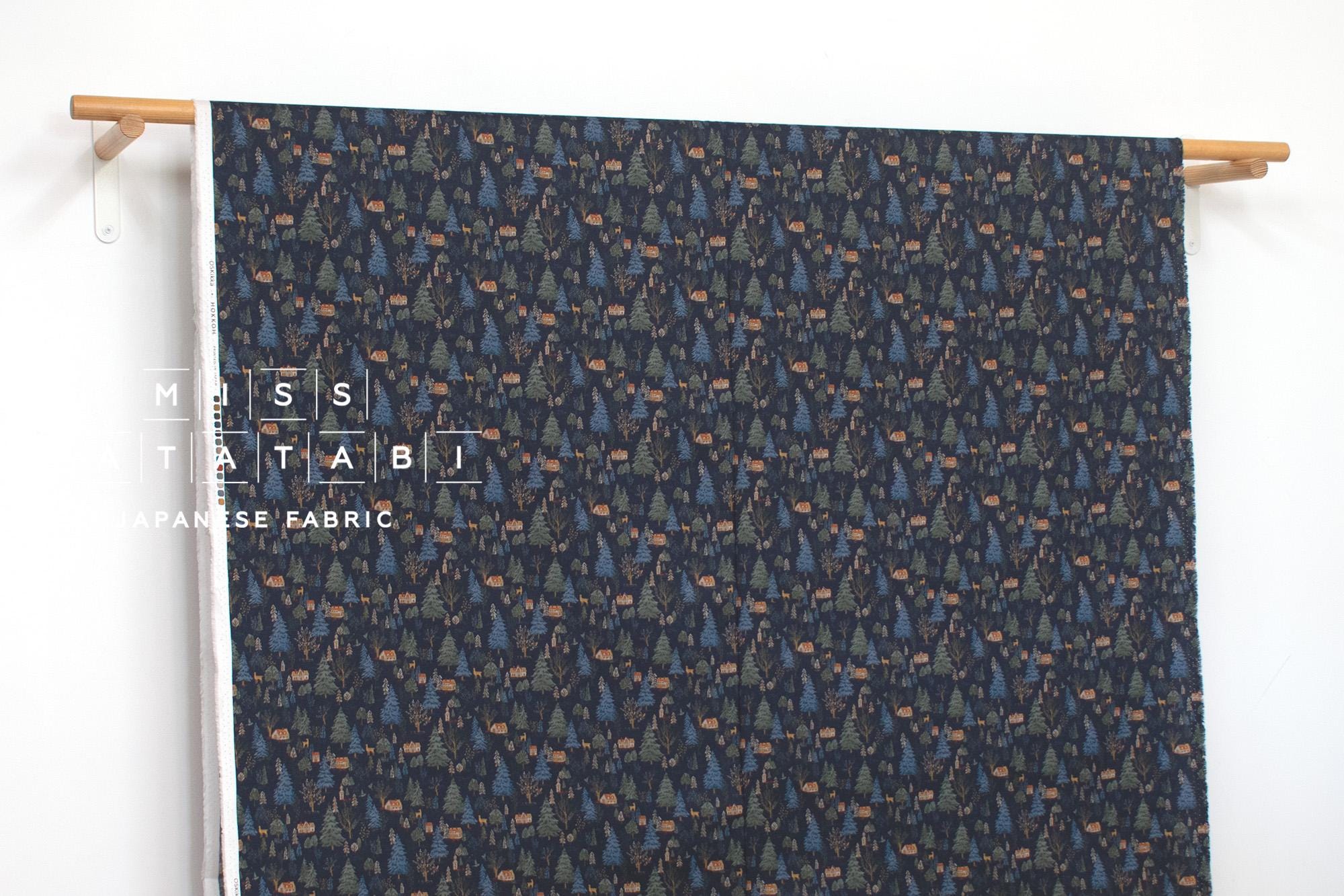 Japanese Fabric Sleepy Mountain Brushed Cotton - navy blue - 50cm