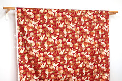 Japanese Fabric Fushimi Inari Fox - red, metallic gold - 50cm