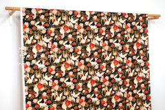 Japanese Fabric Fushimi Inari Fox - black, metallic gold - 50cm