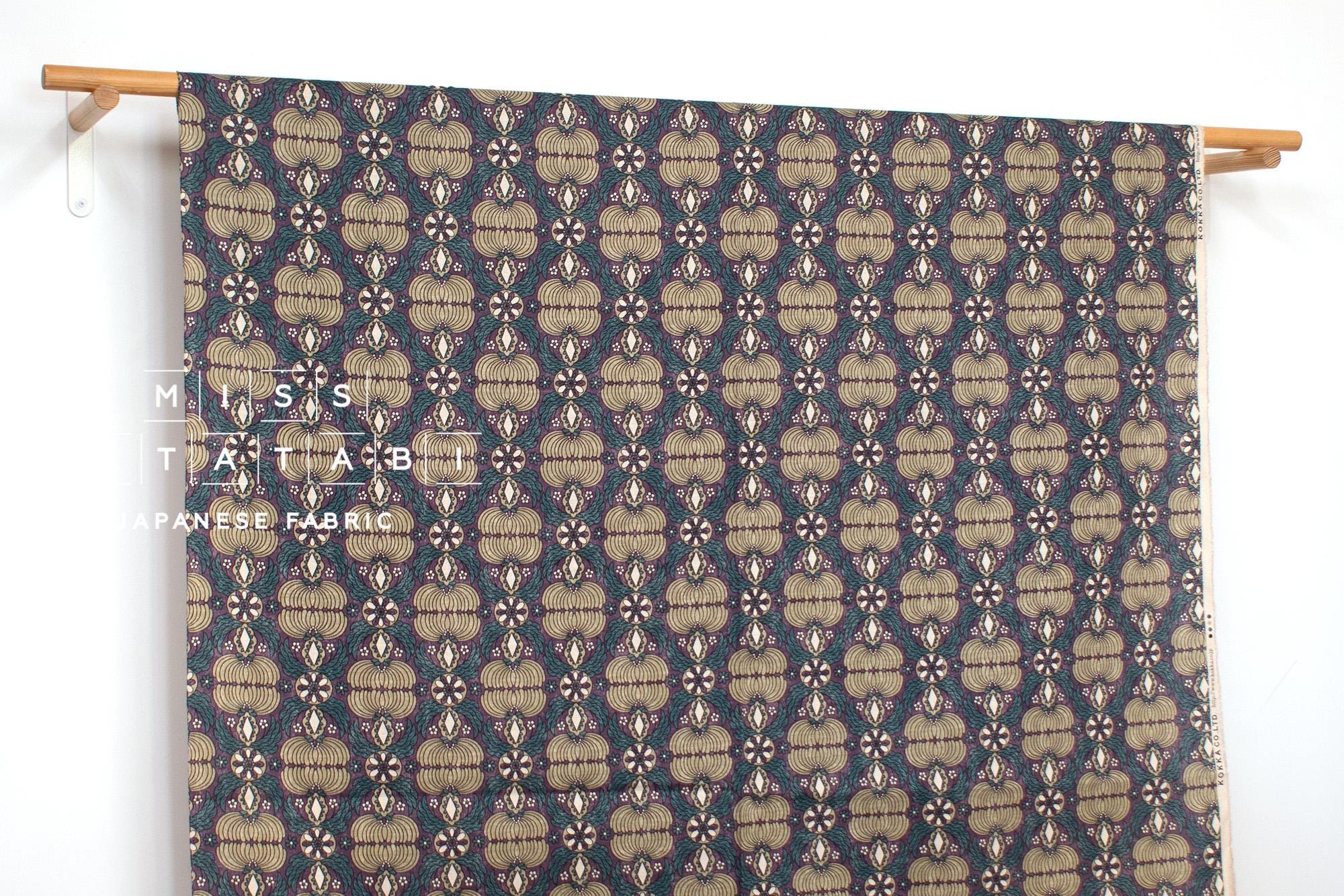 Japanese Fabric Sopo Retro Vintage - teal, purple - 50cm