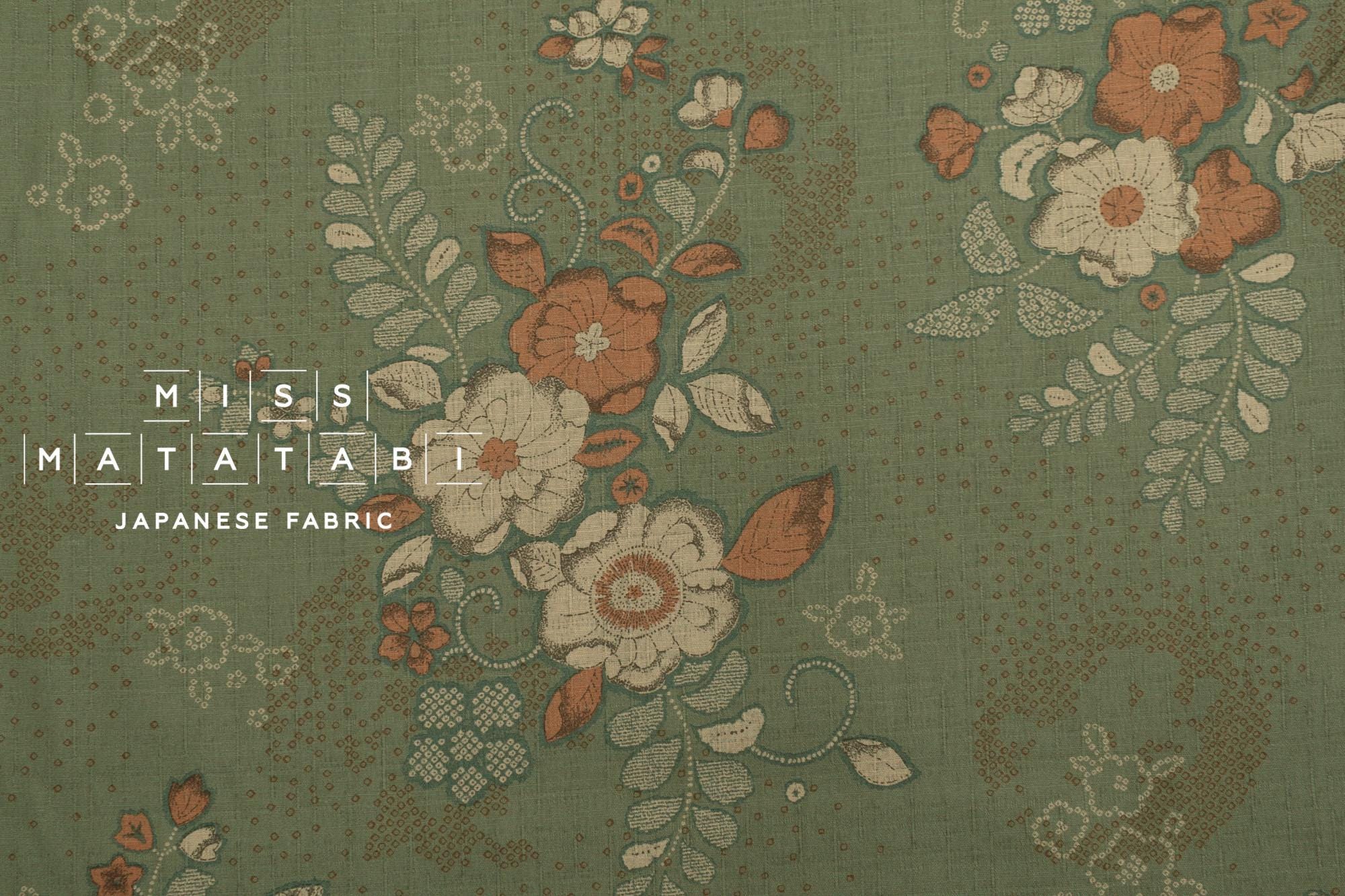 Japanese Fabric Tsujigahana - green - 50cm