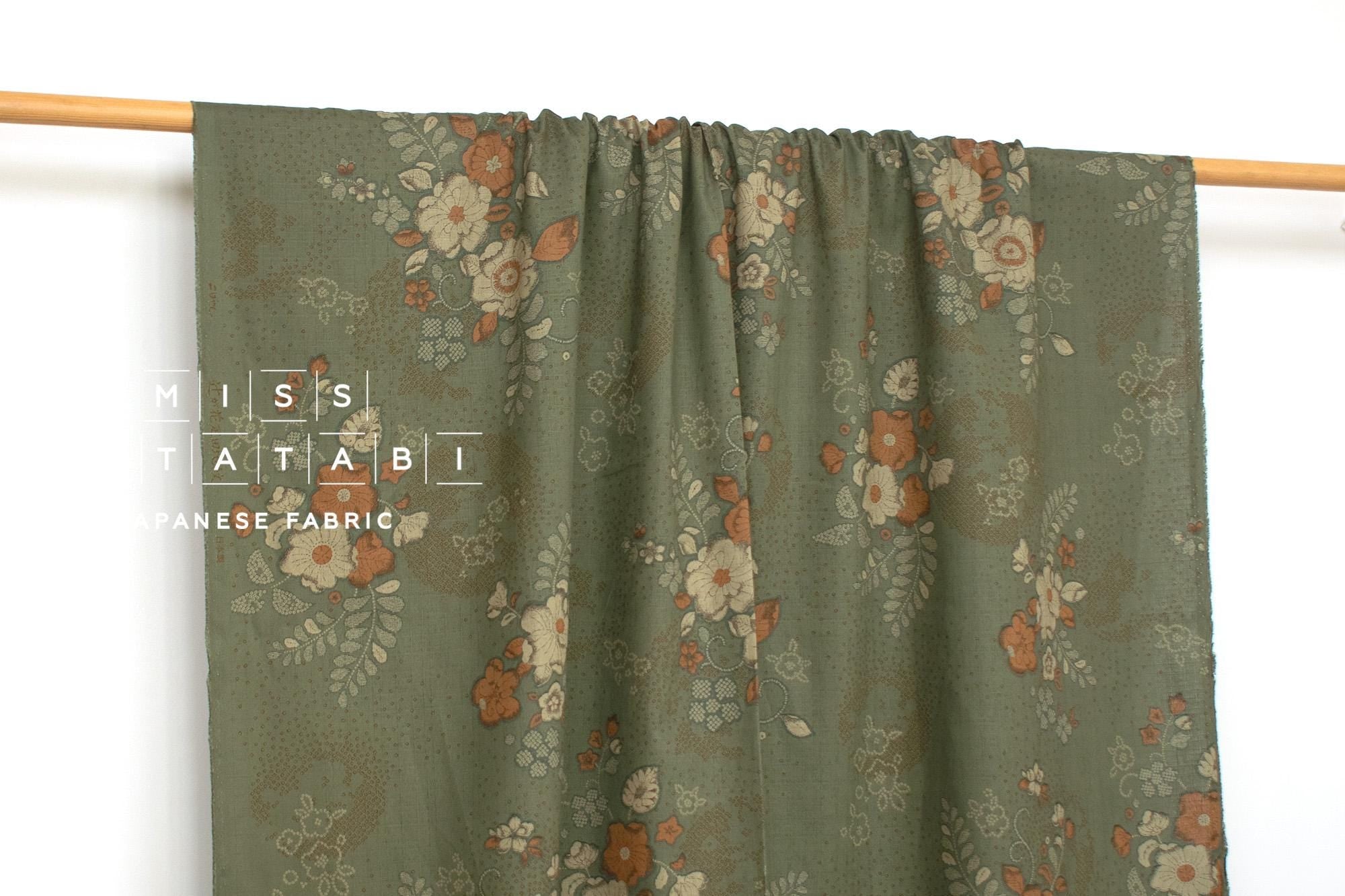 Japanese Fabric Tsujigahana - green - 50cm