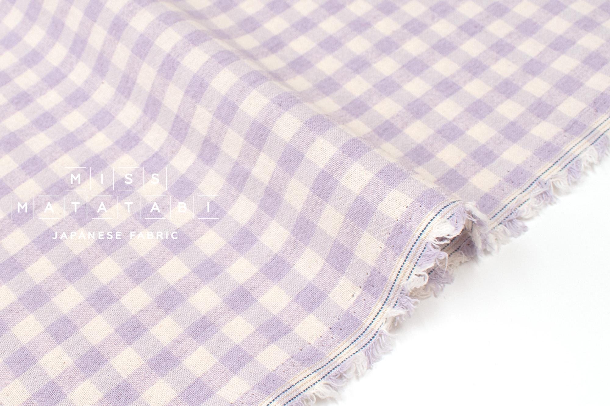 Japanese Fabric Yarn-Dyed Murazome Gingham Check - lavender - 50cm