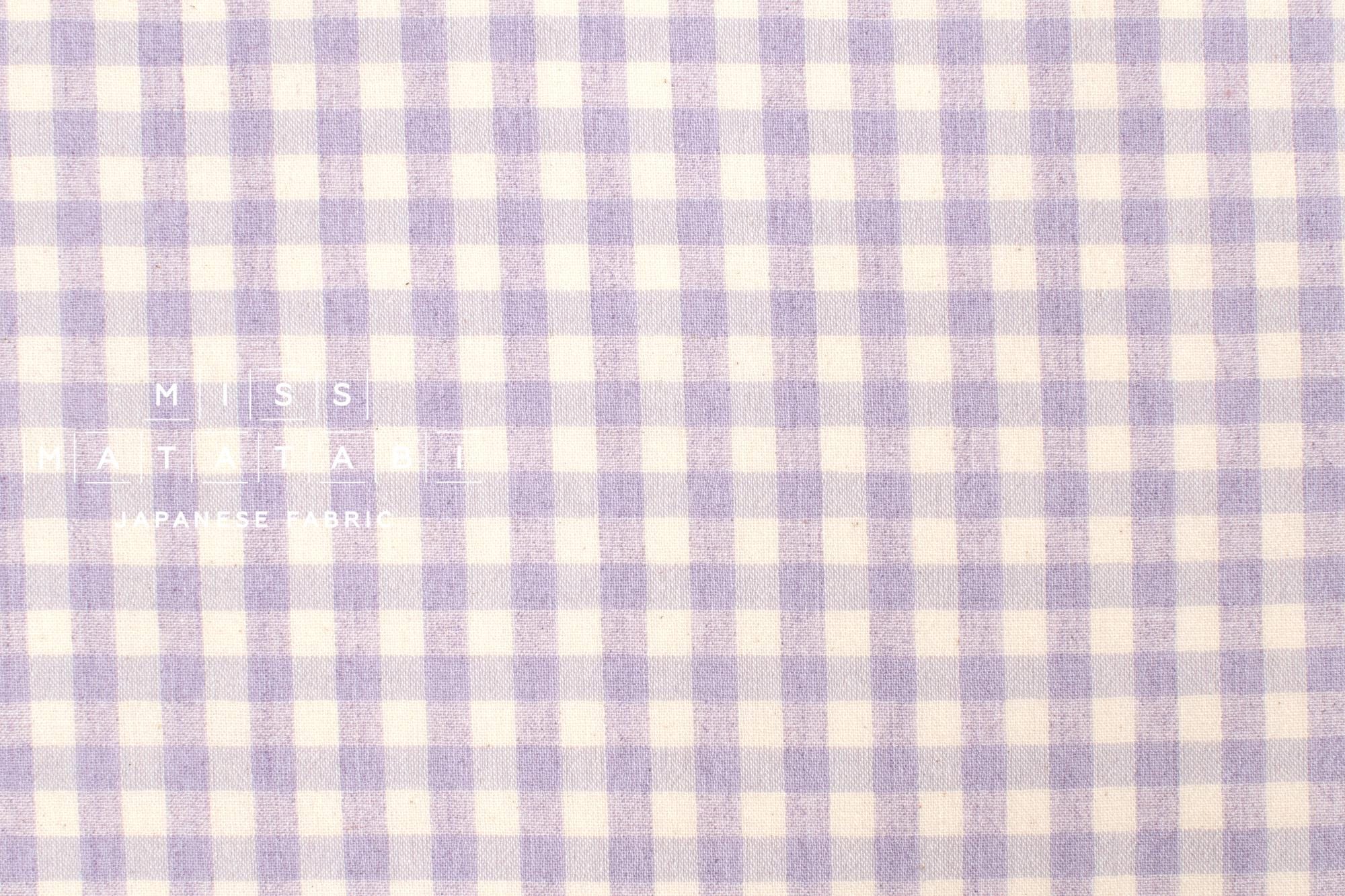 Japanese Fabric Yarn-Dyed Murazome Gingham Check - lavender - 50cm