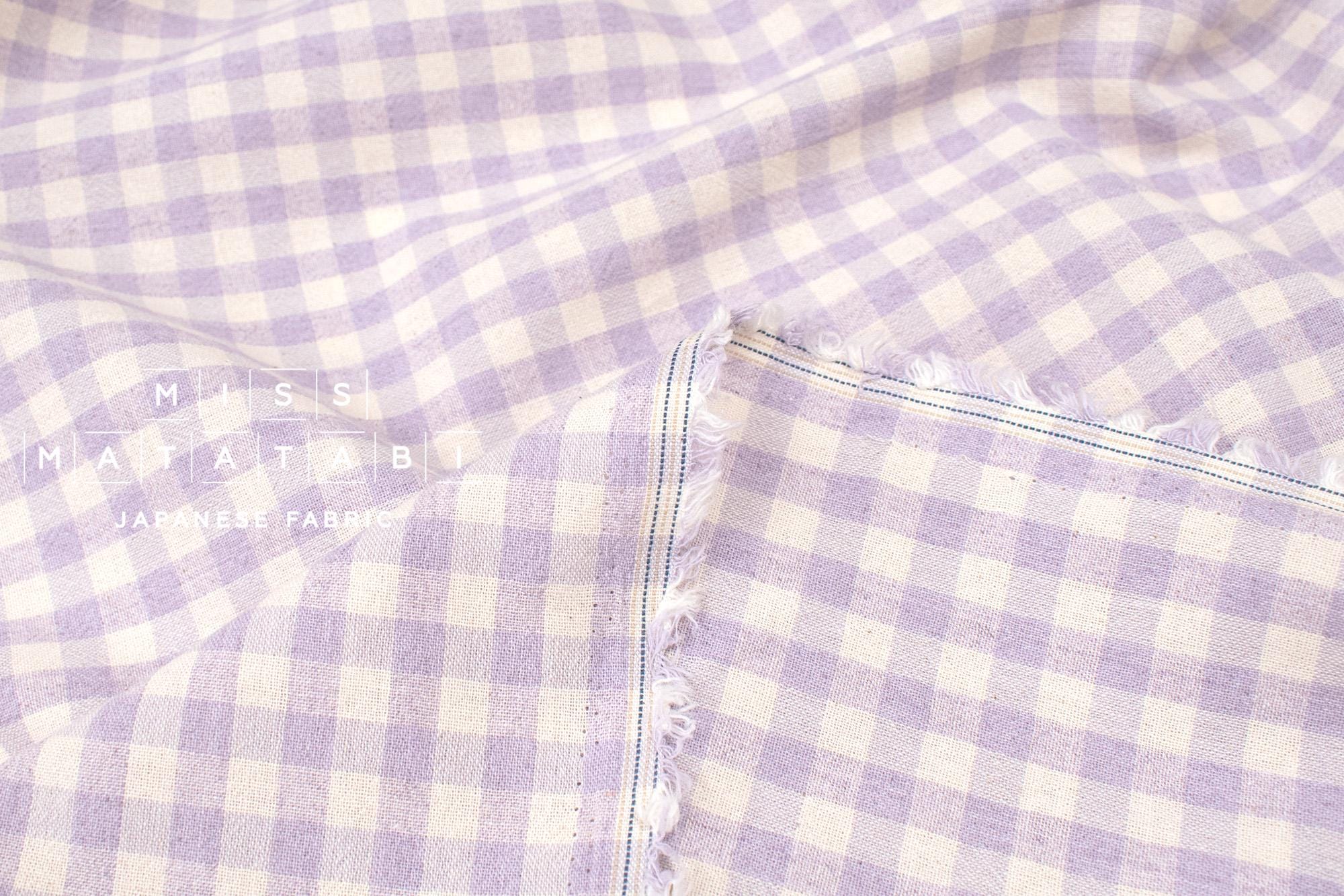 Japanese Fabric Yarn-Dyed Murazome Gingham Check - lavender - 50cm