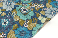 Japanese Fabric Sopo Retro Vintage Flowers - blue - 50cm