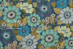 Japanese Fabric Sopo Retro Vintage Flowers - blue - 50cm