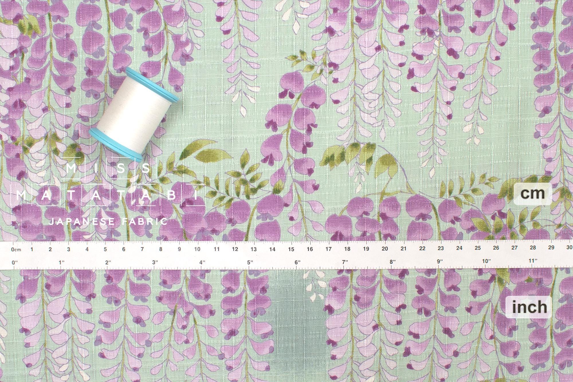 Japanese Fabric Fuji Wisteria Watercolor - green - 50cm