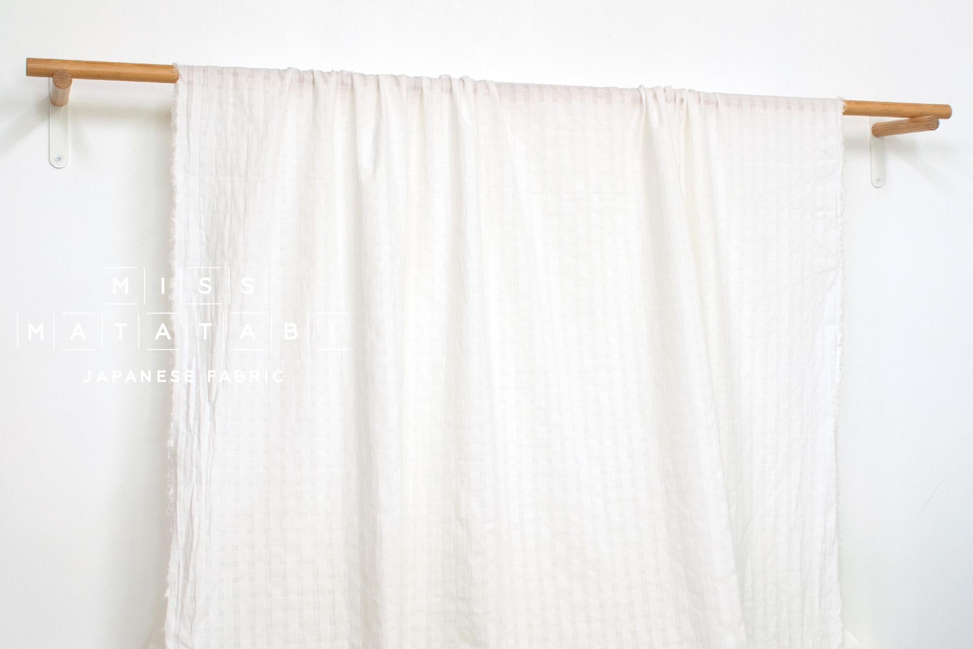 Japanese Fabric Yarn Dyed Shokunin Collection Azumadaki Gingham Voile - off white - 50cm