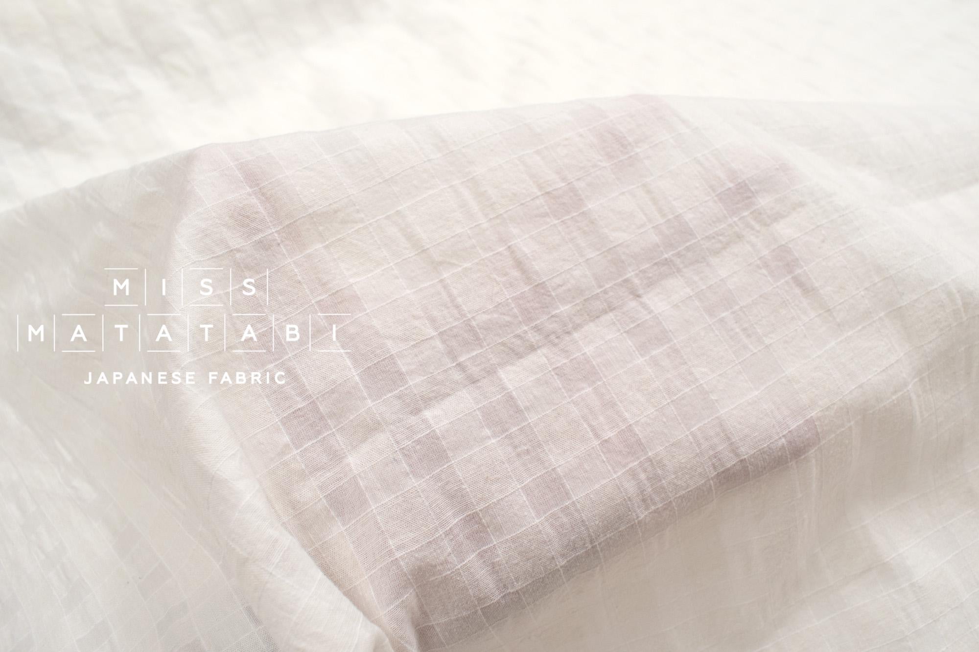 Japanese Fabric Yarn Dyed Shokunin Collection Azumadaki Gingham Voile - off white - 50cm