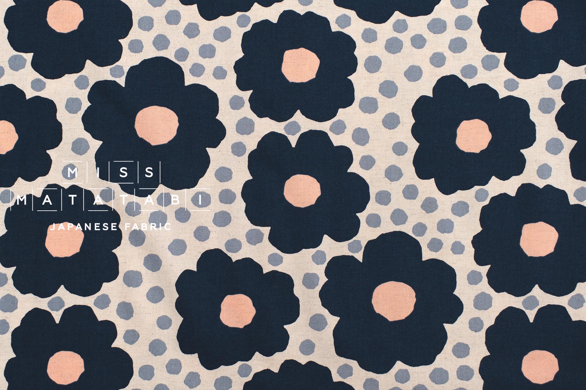 Japanese Fabric Pop Floral - blue - 50cm