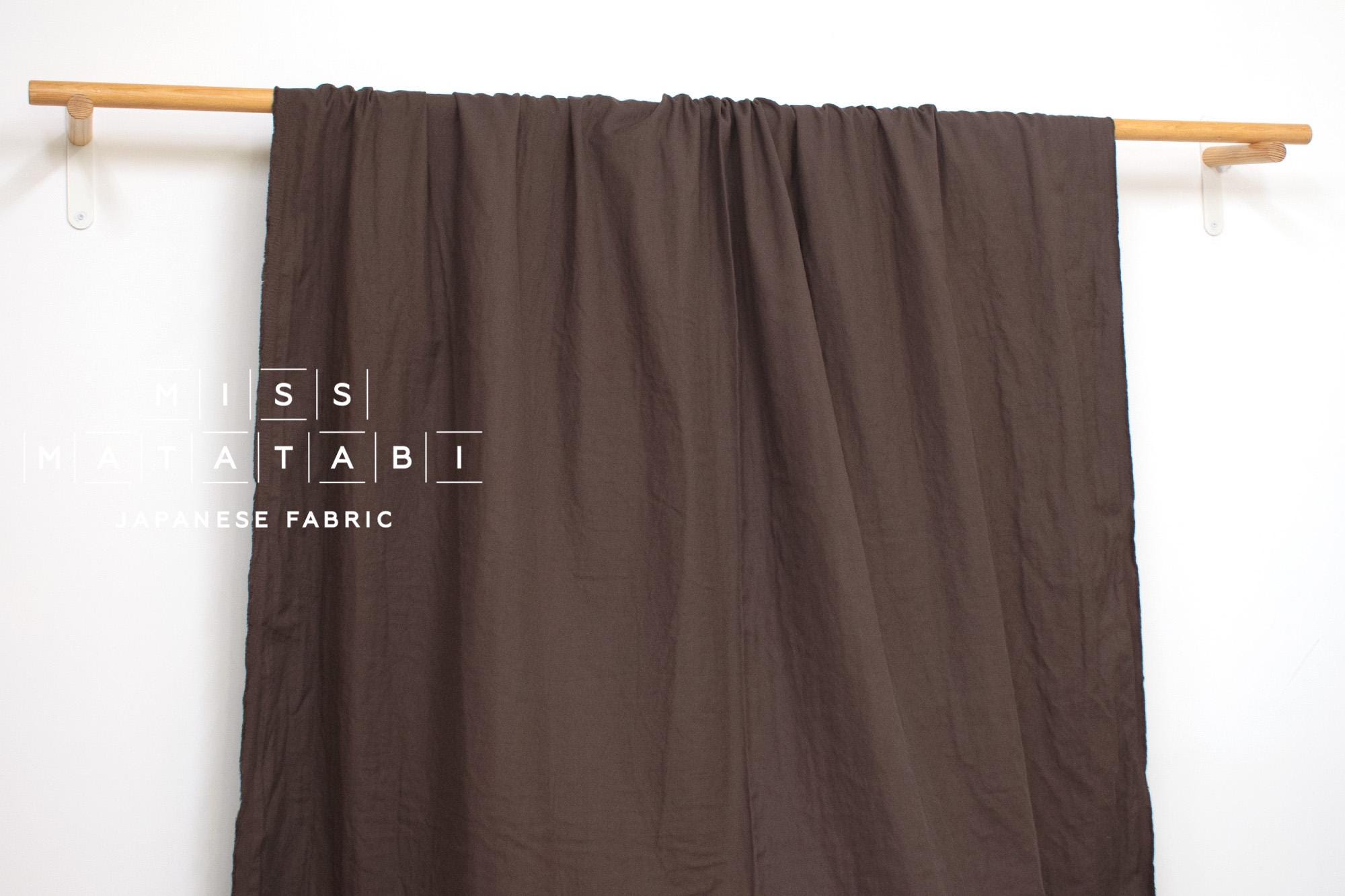Japanese Fabric Cotton Solid Double Face Twill + Gauze - chocolate brown - 50cm