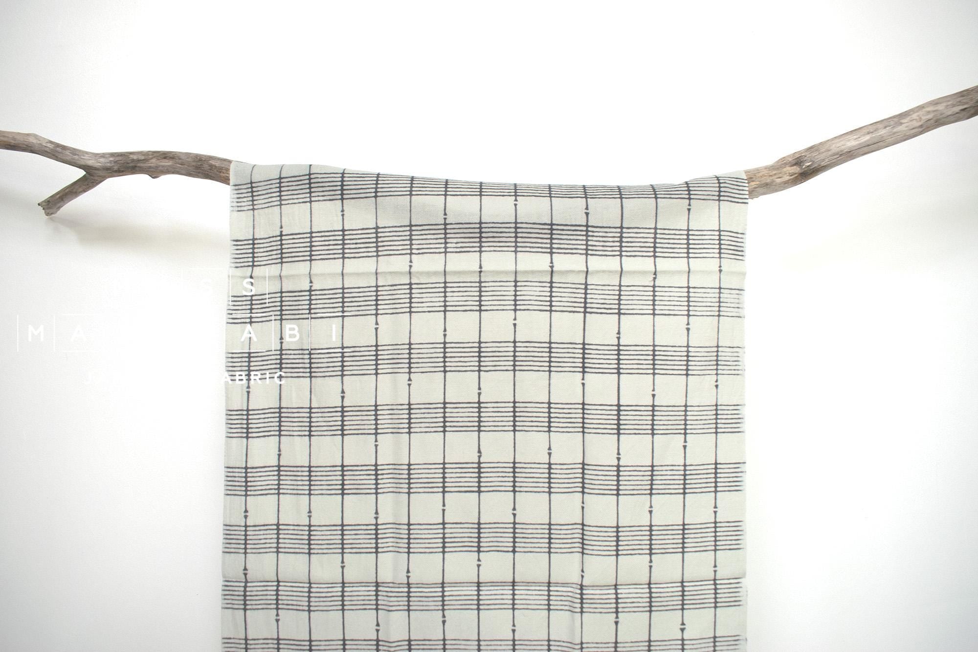 Shokunin Collection Hand-printed Chusen Japanese Tenugui Fabric - Bamboo Lattice 24 grey - panel