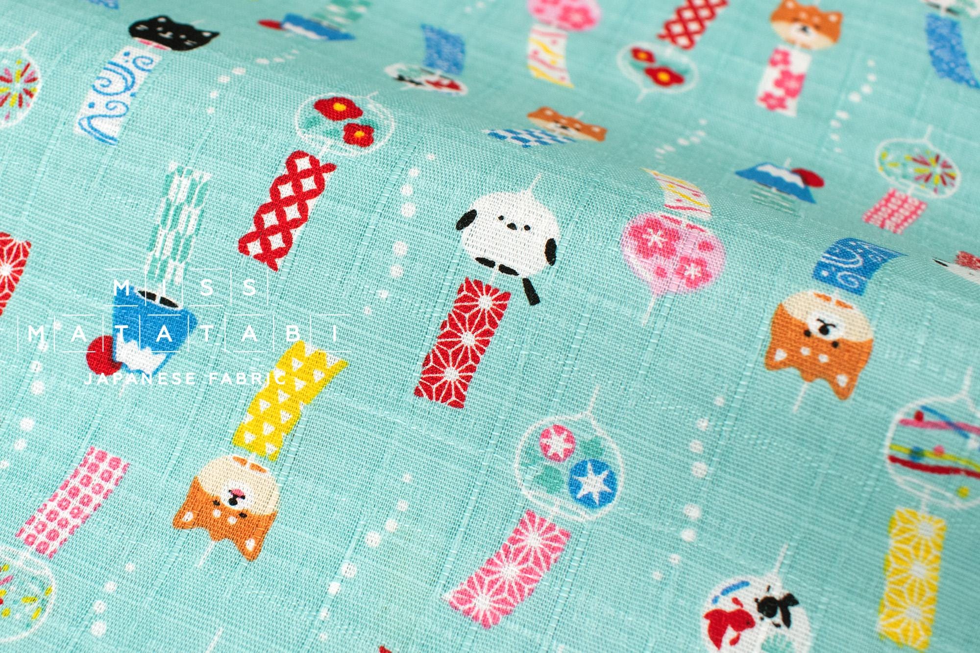 Japanese Fabric Windchimes - mint - 50cm