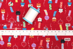 Japanese Fabric Windchimes - red - 50cm