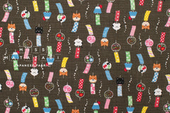 Japanese Fabric Windchimes - stone grey - 50cm