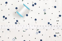 Japanese Fabric Indigo Cherries - blue - 50cm