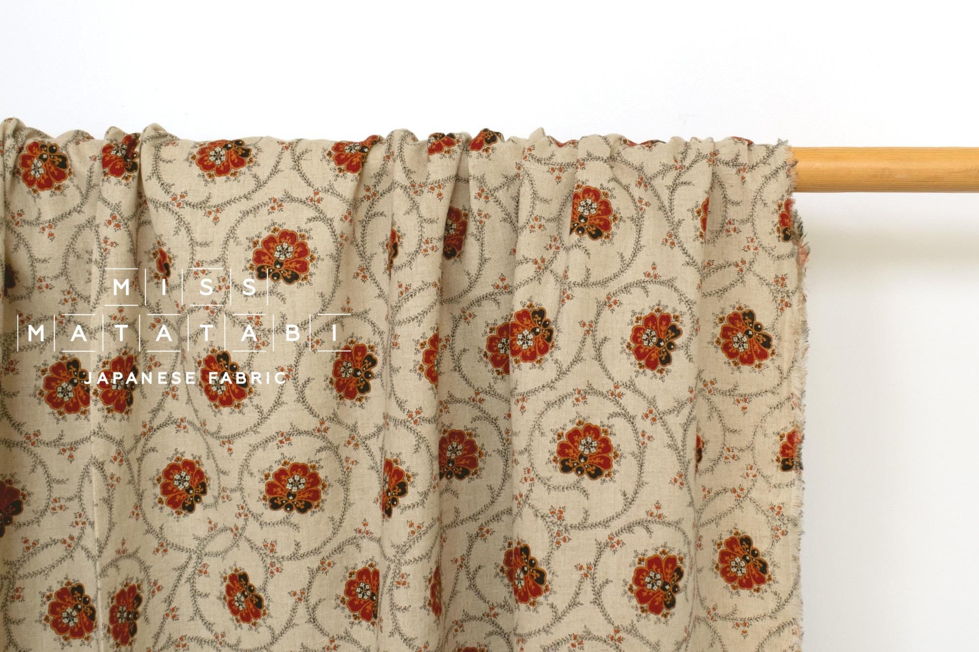 Japanese Fabric Oliva Linen Blend - rust - 50cm