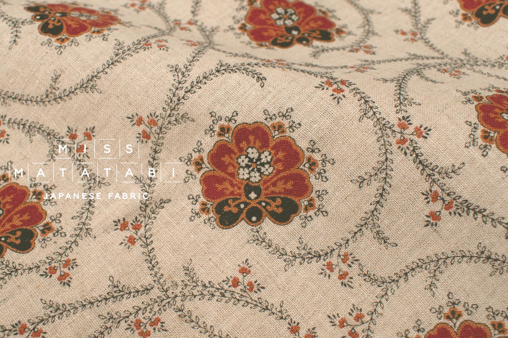 Japanese Fabric Oliva Linen Blend - rust - 50cm