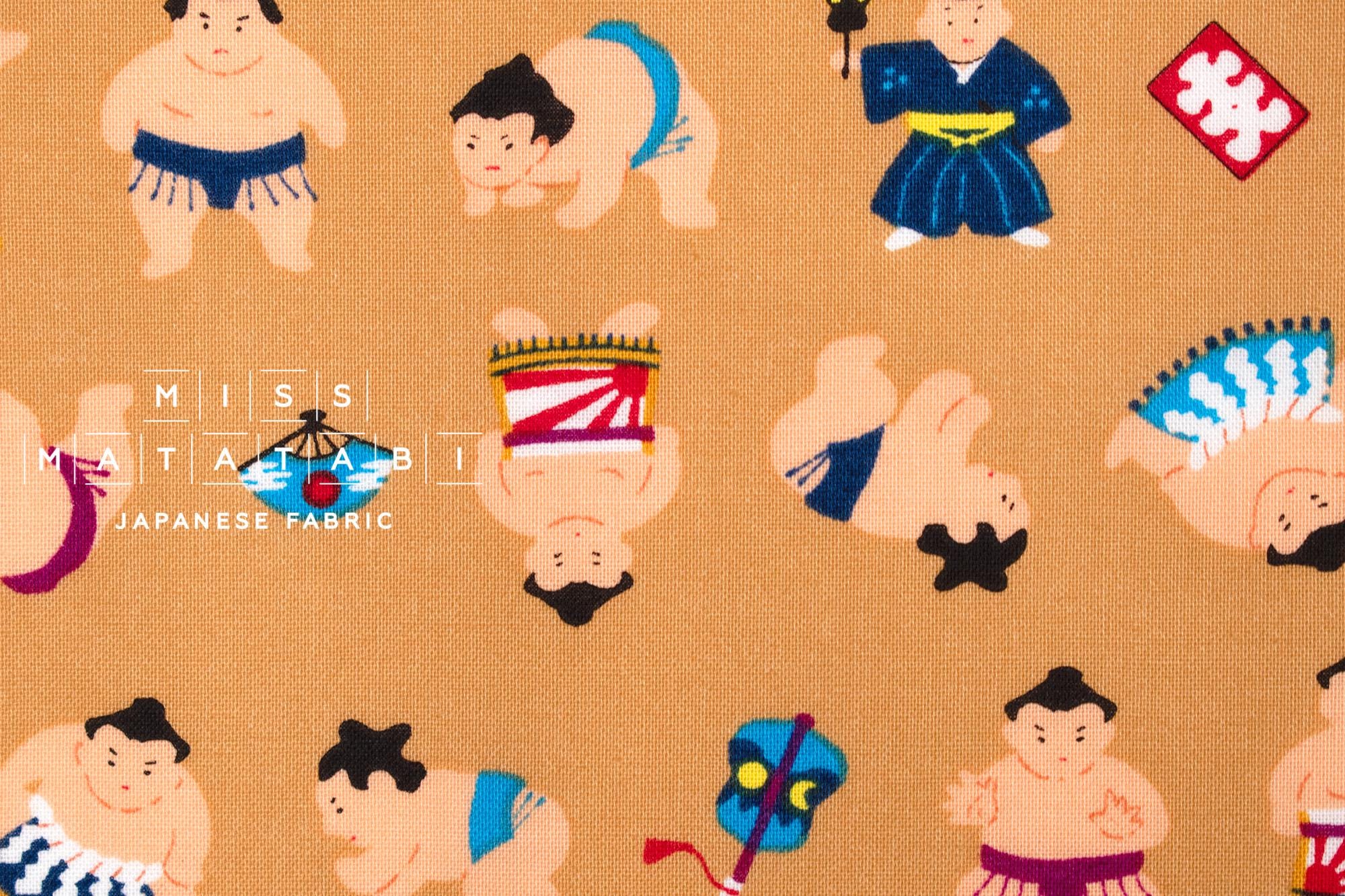 Japanese Fabric Little Sumo Wrestlers - clay - 50cm