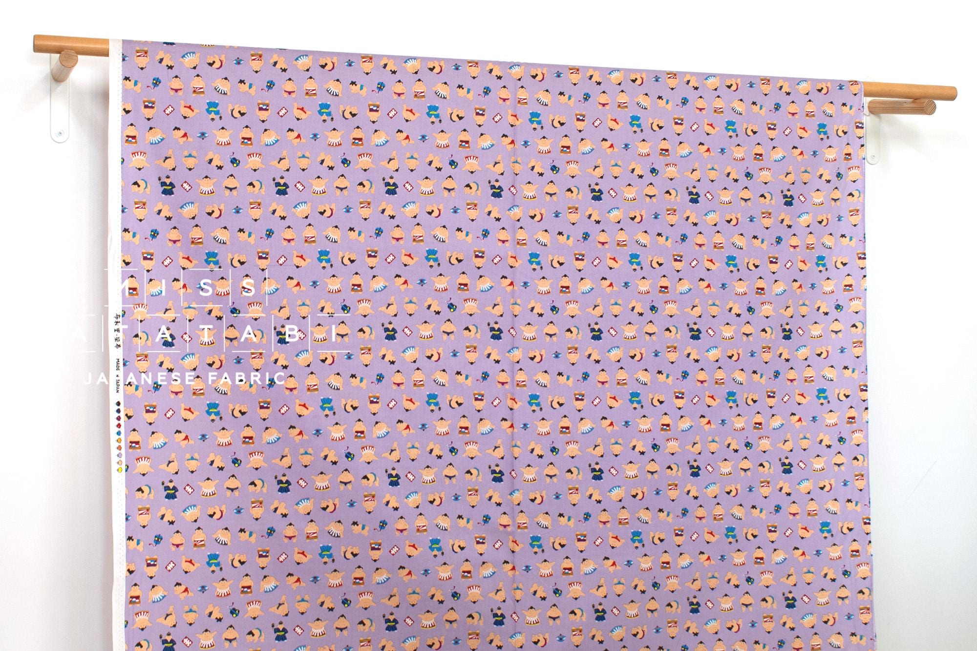 Japanese Fabric Little Sumo Wrestlers - lilac - 50cm