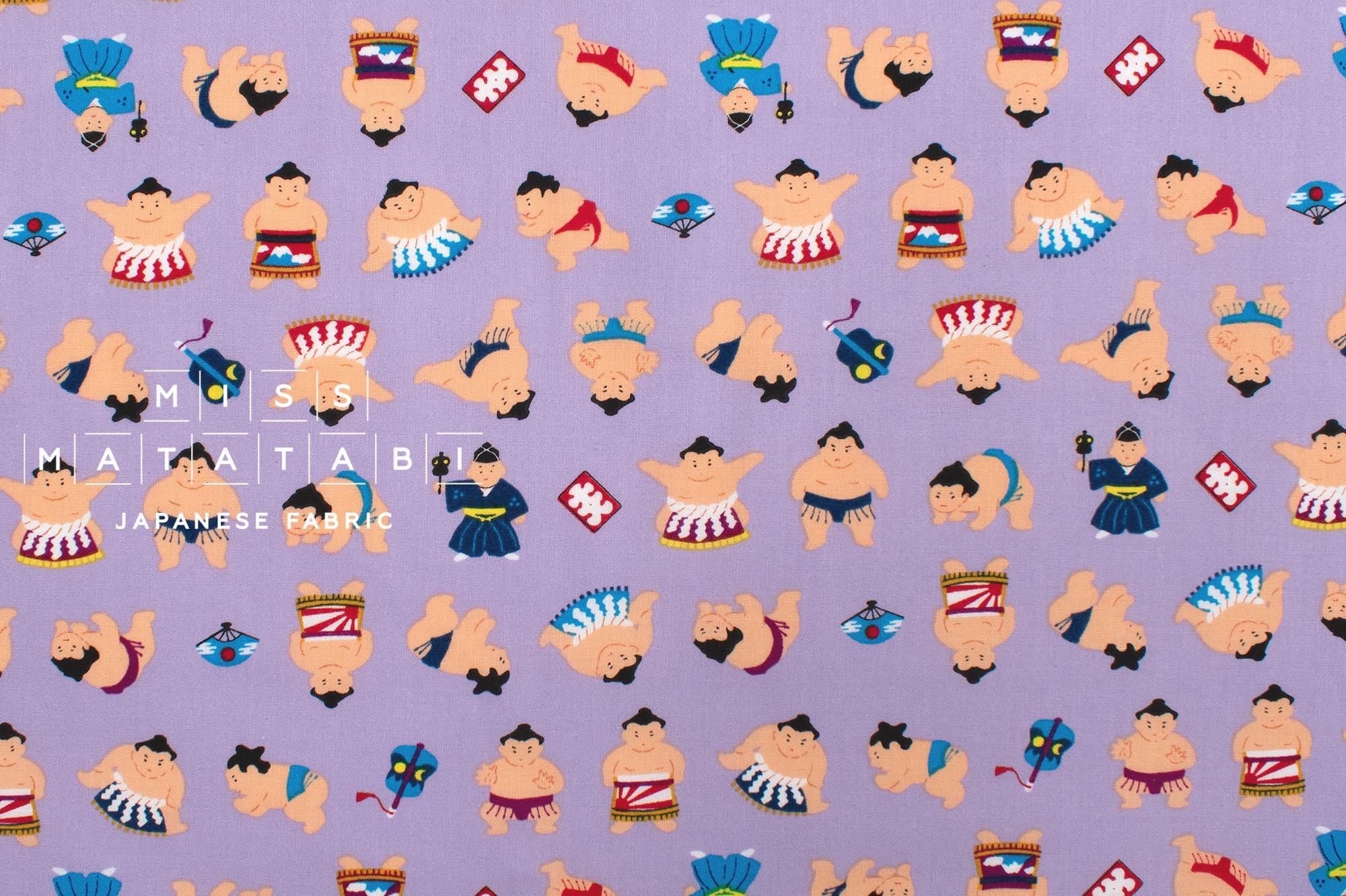 Japanese Fabric Little Sumo Wrestlers - lilac - 50cm