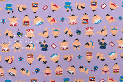 Japanese Fabric Little Sumo Wrestlers - lilac - 50cm