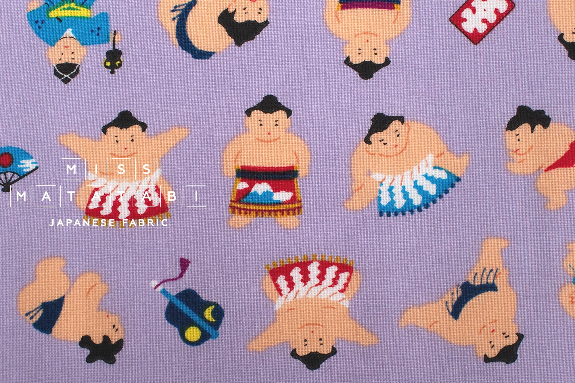 Japanese Fabric Little Sumo Wrestlers - lilac - 50cm