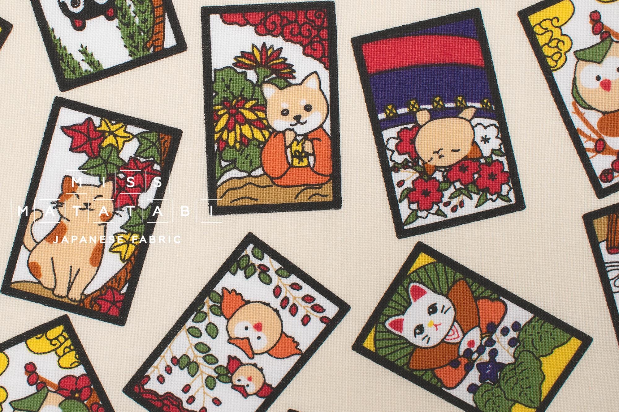 Japanese Fabric Hanafuda - beige - 50cm