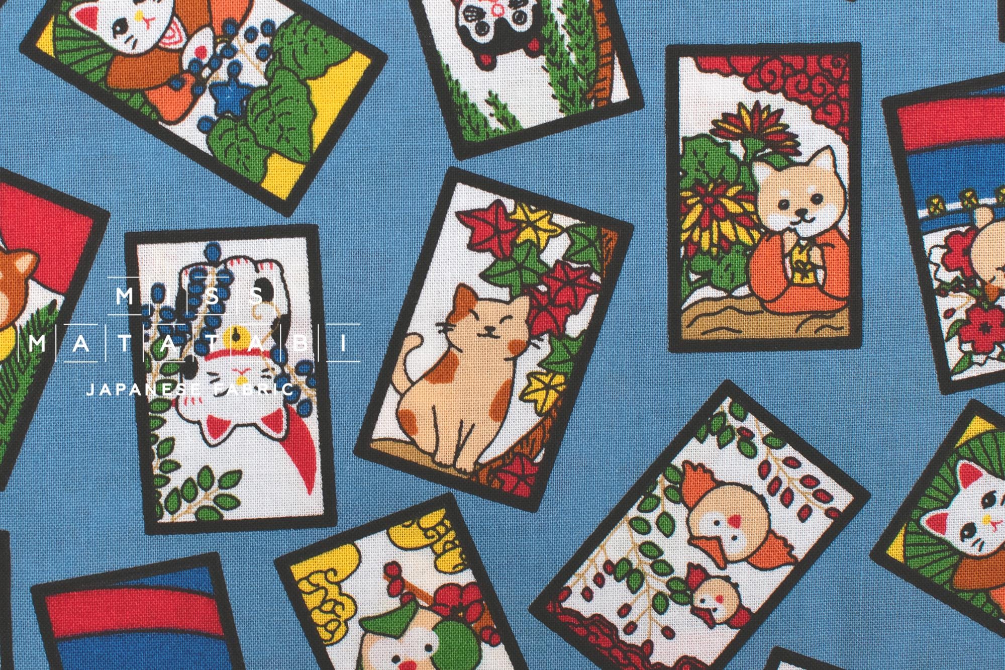 Japanese Fabric Hanafuda - blue - 50cm