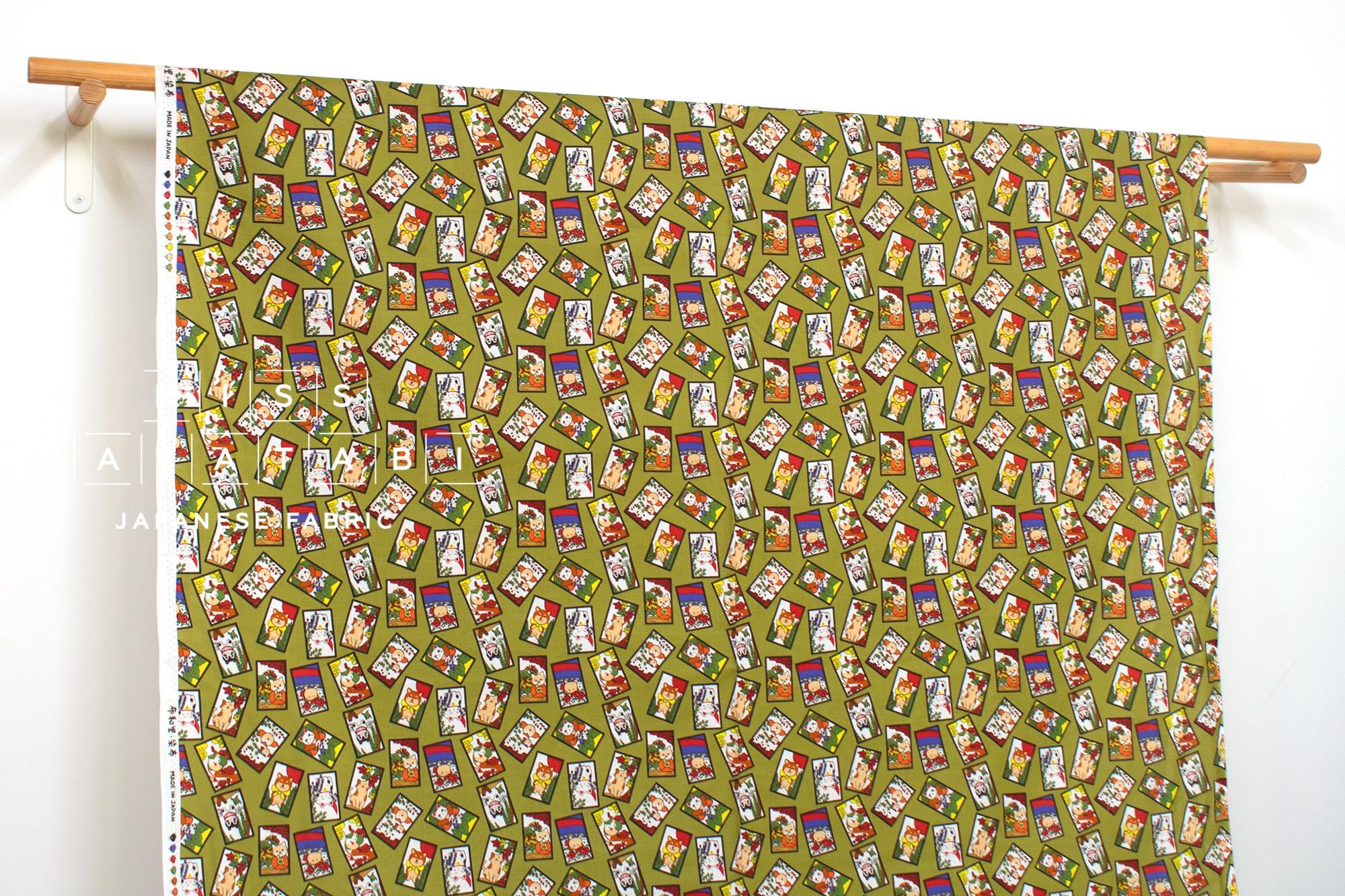 Japanese Fabric Hanafuda - olive - 50cm