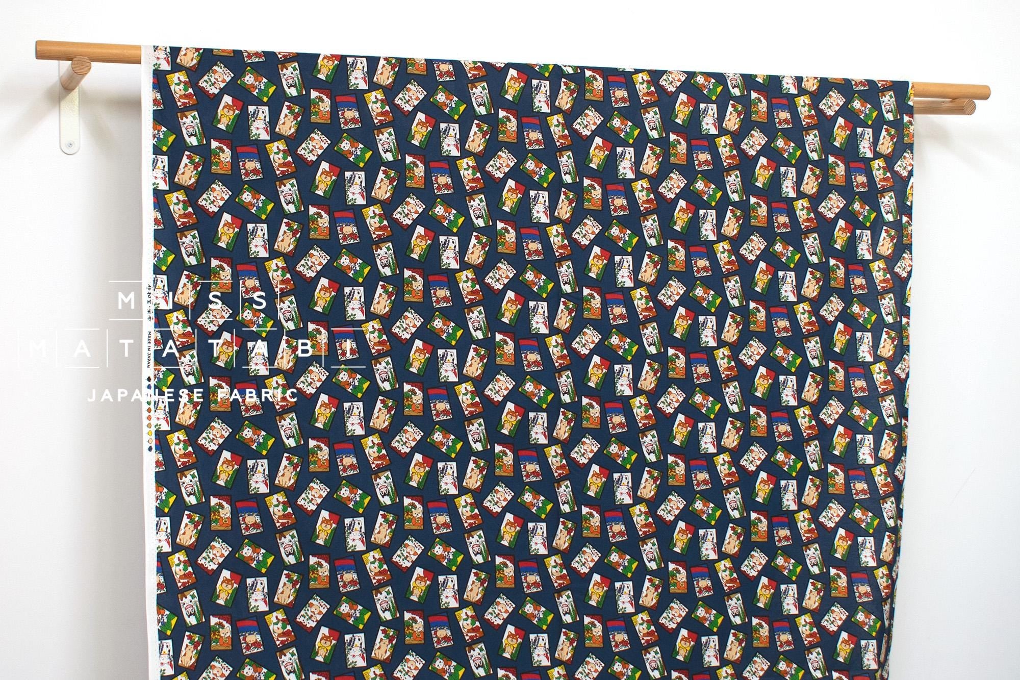 Japanese Fabric Hanafuda - blue - 50cm