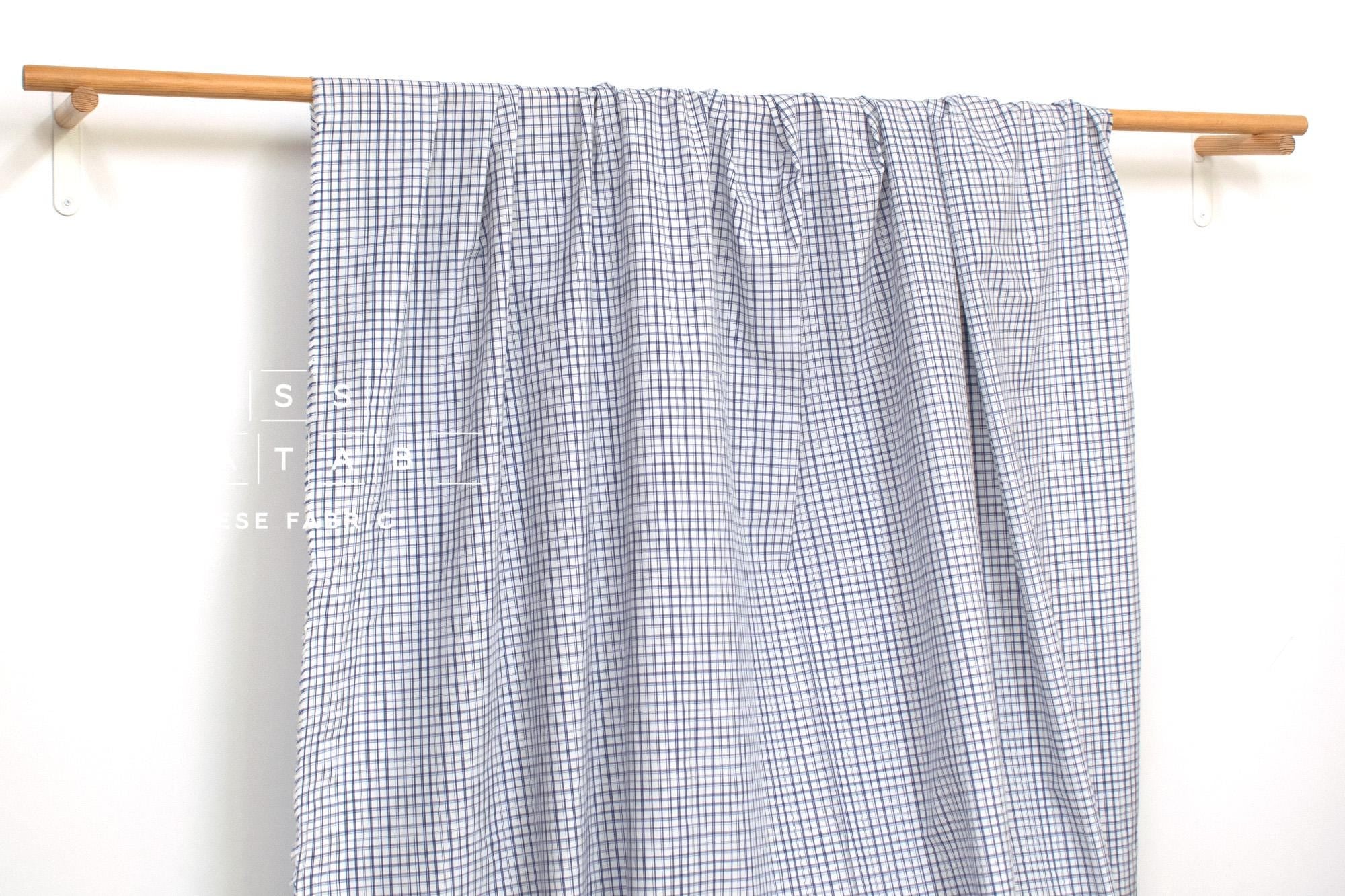 DEADSTOCK Japanese Fabric Yarn-dyed Linen Blend Shirting - blue, white - 50cm