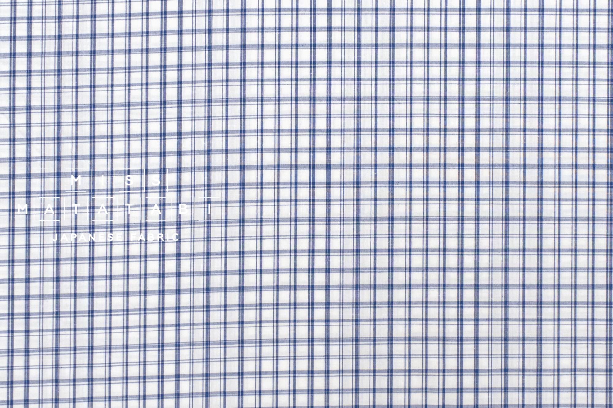 DEADSTOCK Japanese Fabric Yarn-dyed Linen Blend Shirting - blue, white - 50cm
