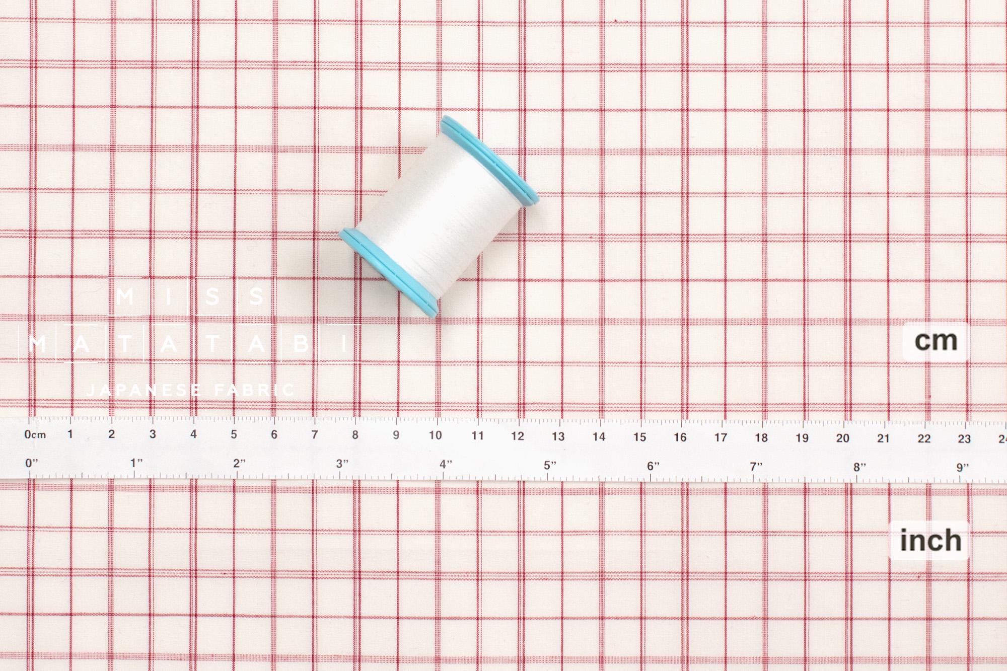 DEADSTOCK Japanese Fabric Yarn-dyed Linen Blend Shirting - red, cream - 50cm